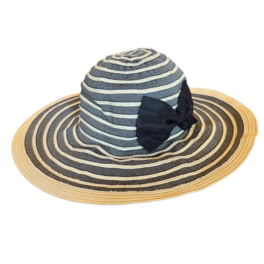 San Diego Hat Company Striped Wide Brim Hat with Bow - Picture 2 of 7